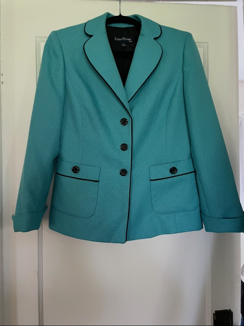 Vintage Evan-Picone Teal Notch Collar Blazer
